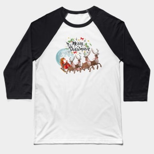 Santa and Reindeer Baseball T-Shirt